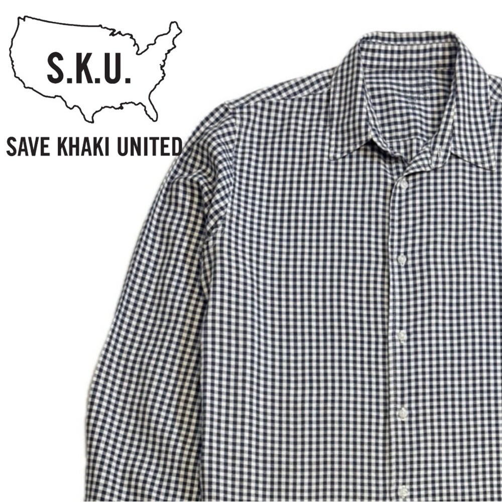 SAVE KHAKI UNITED L/S GINGHAM CHECKER SHIRT SIZE SMALL